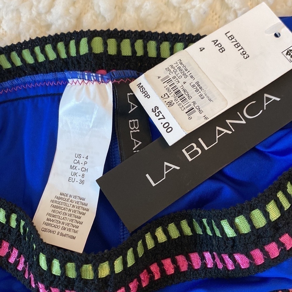 La Blanca Threading Along Triangle Blue Tankini Set size 4 - Picture 10 of 14